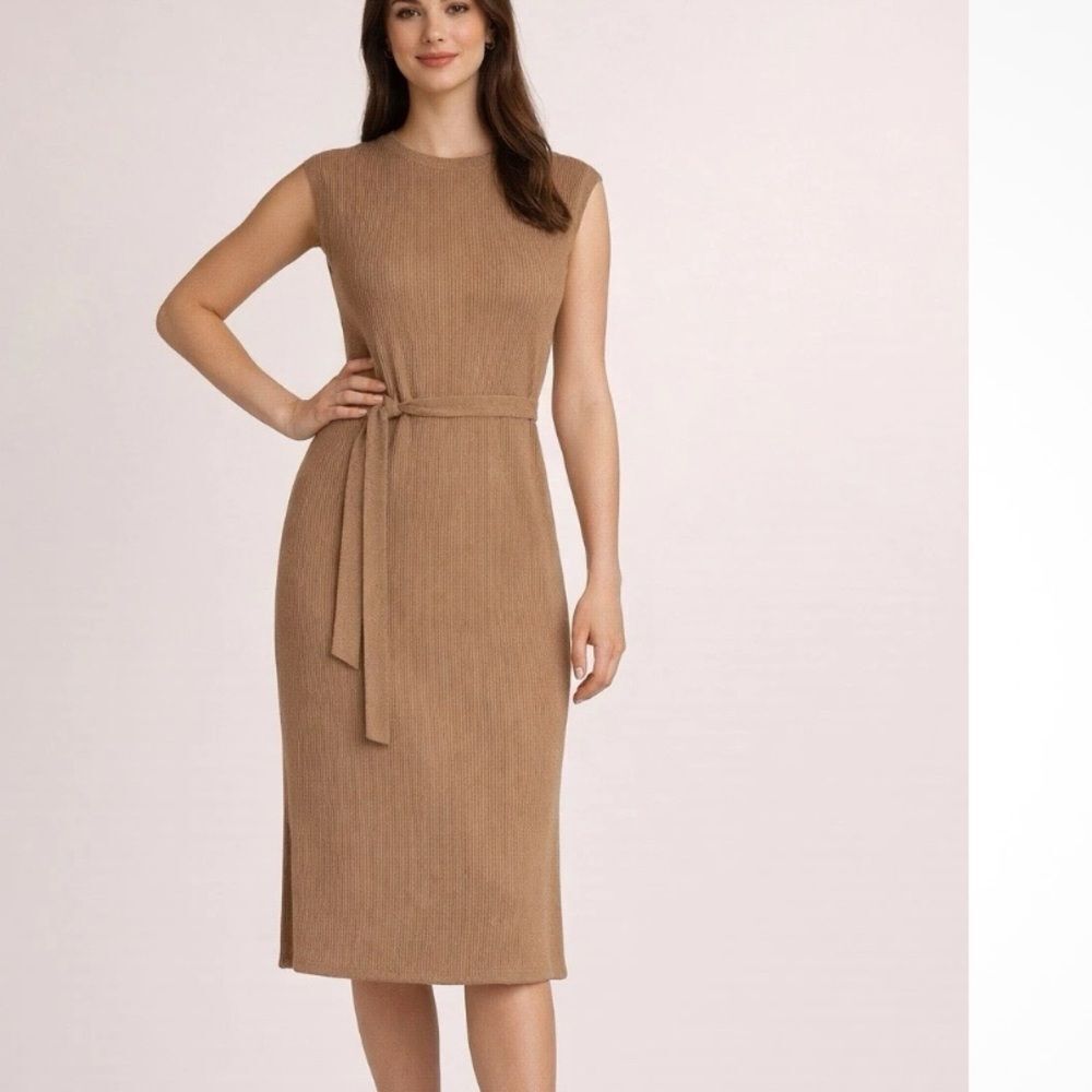 Lands' End Women's Sleeveless Rib Knit Dress in brown, Size XL, NWT